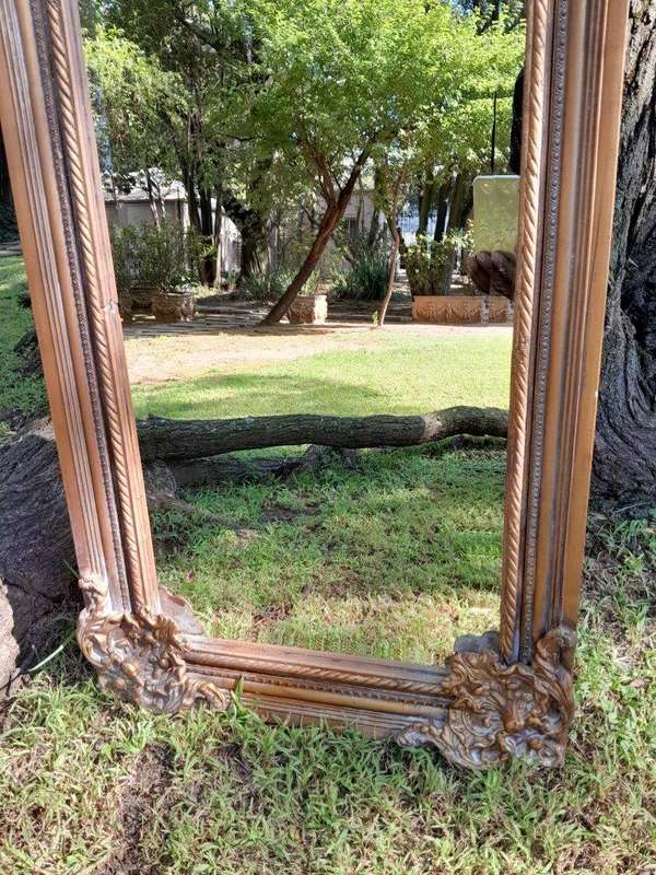 A French Style Ornately Carved and Gilded Bevelled Mirror