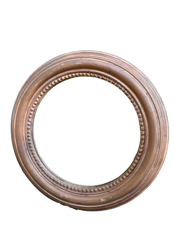 A French Style Circular Wooden Bevelled Mirror