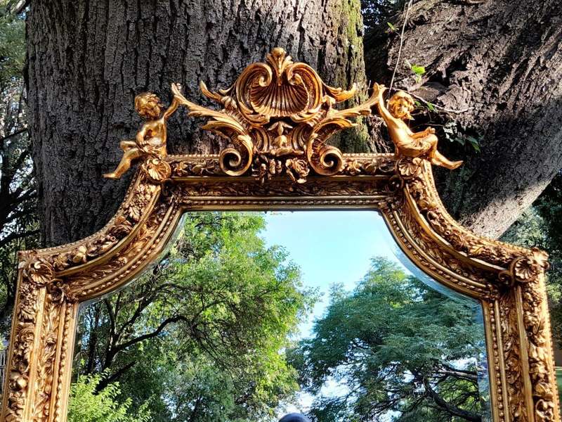 A French Style Ornately Carved and Gilded Bevelled Mirror 9