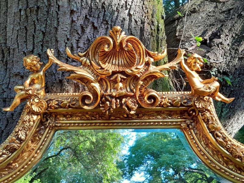 A French Style Ornately Carved and Gilded Bevelled Mirror 9
