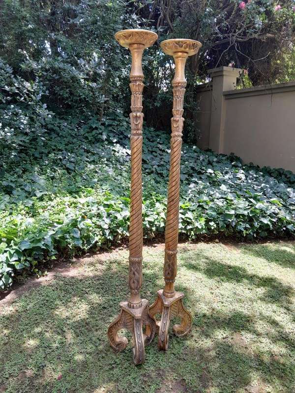 A Pair of Large Size French Style Hand Gilded Candle Holders