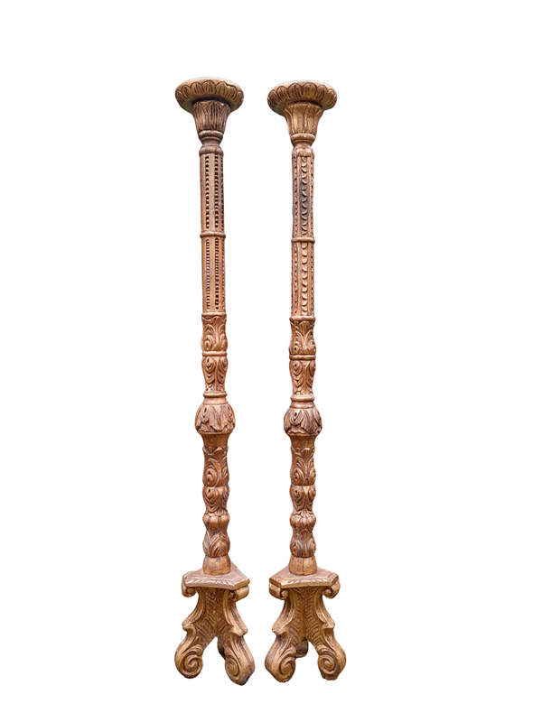 A Pair of Large Size French Style Hand Gilded Candle Holders