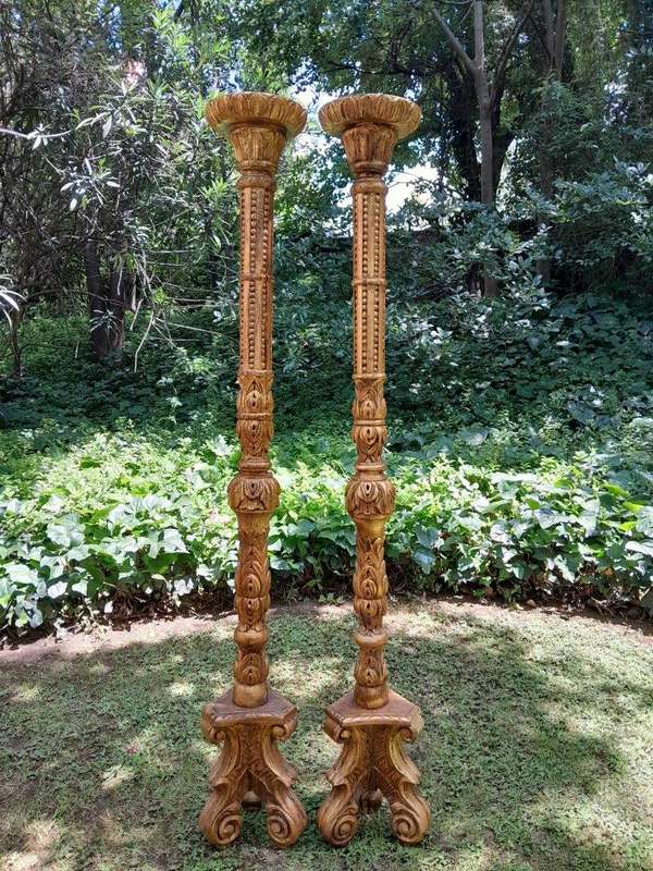 A Pair of Mid Size French Style Hand Gilded Candle Holders