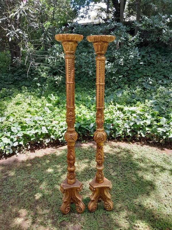 A Pair of Mid Size French Style Hand Gilded Candle Holders