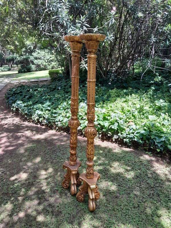 A Pair of Mid Size French Style Hand Gilded Candle Holders