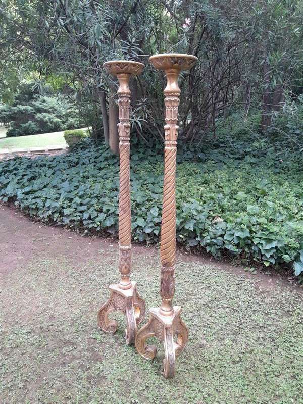 A Pair of Mid Size French Style Hand Gilded Candle Holders