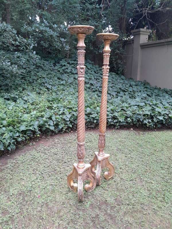 A Pair of Mid Size French Style Hand Gilded Candle Holders