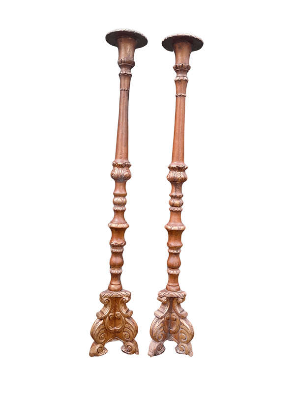 A Pair of Large Size French Style Hand Gilded Candle Holders
