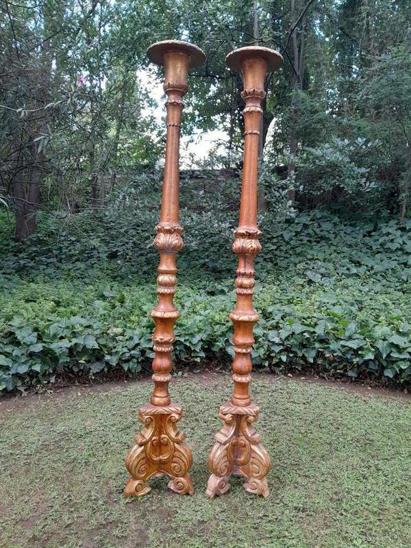 A Pair of Large Size French Style Hand Gilded Candle Holders