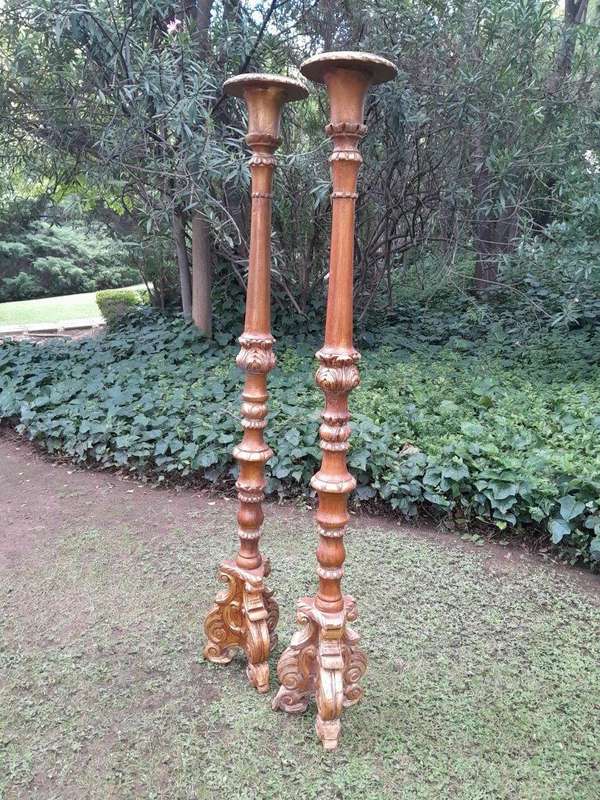 A Pair of Large Size French Style Hand Gilded Candle Holders