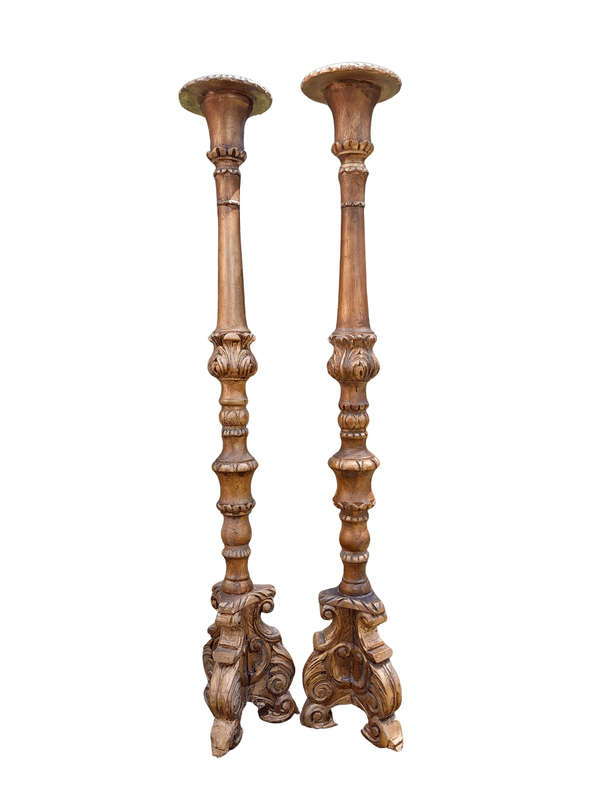 A Pair of Mid Size French Style Hand Gilded Candle Holders