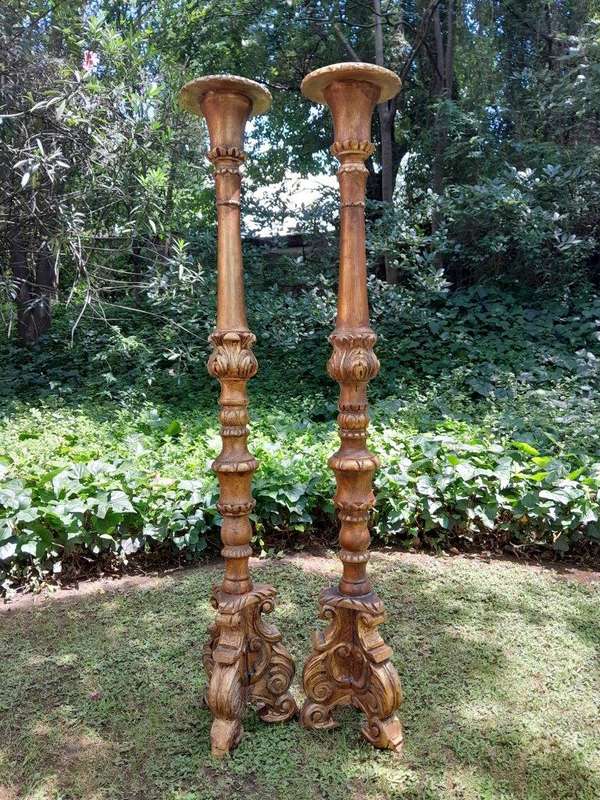 A Pair of Mid Size French Style Hand Gilded Candle Holders