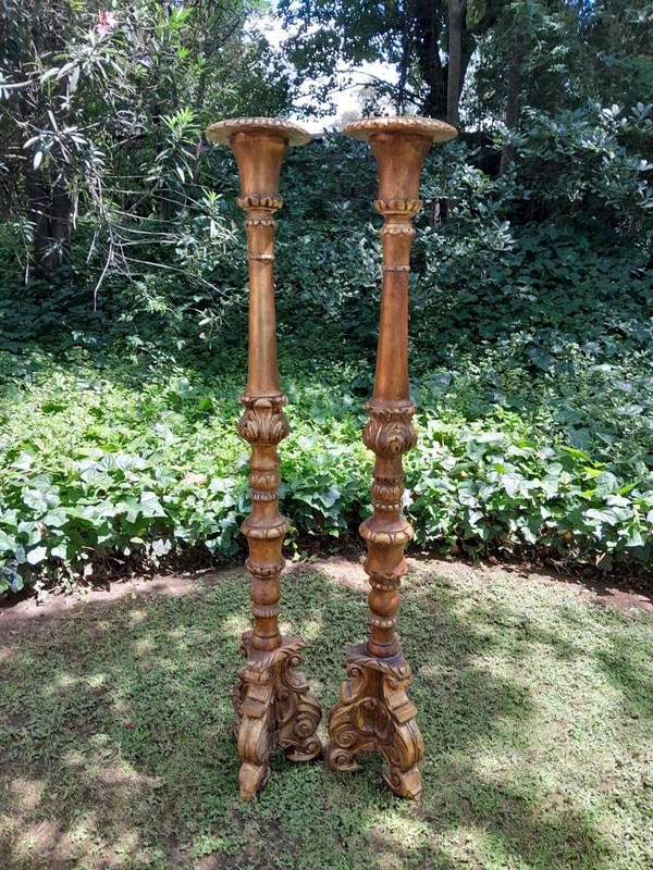 A Pair of Mid Size French Style Hand Gilded Candle Holders