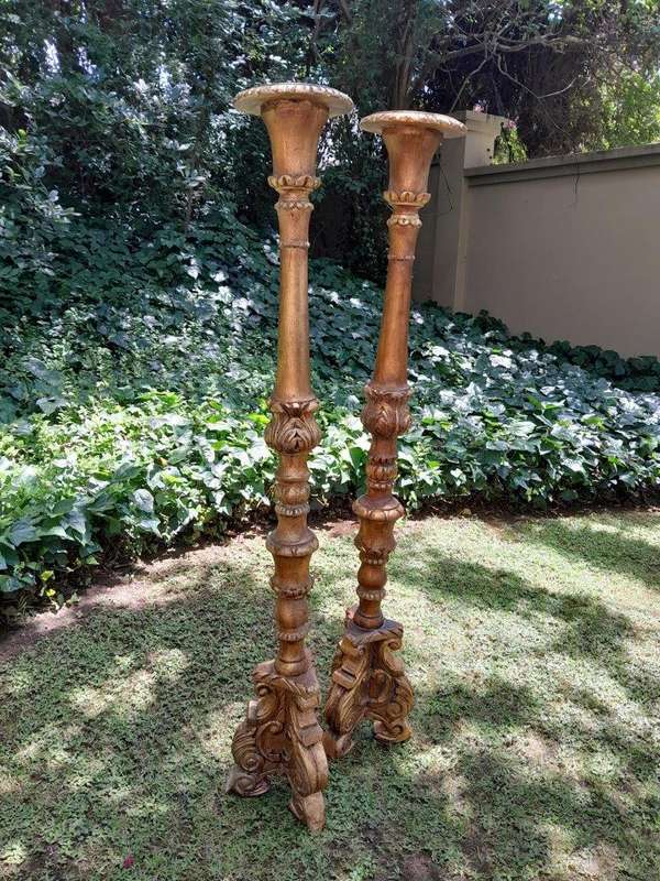 A Pair of Mid Size French Style Hand Gilded Candle Holders