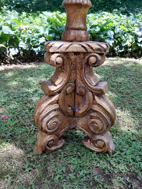 A Pair of Mid Size French Style Hand Gilded Candle Holders
