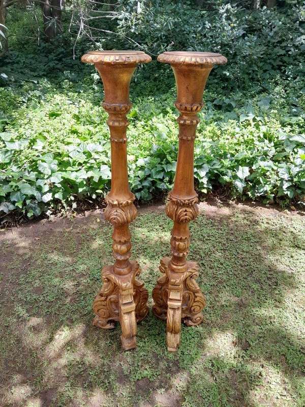 A Pair of Small Size French Style Hand Gilded Candle Holders