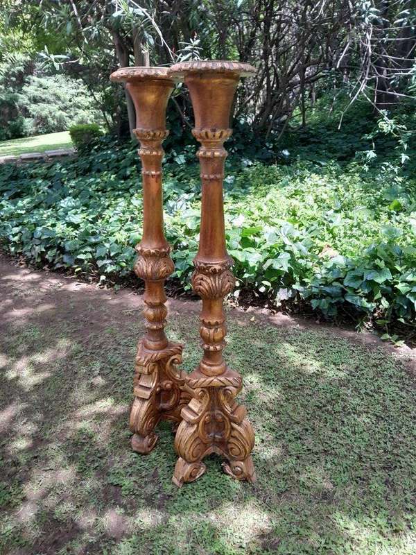 A Pair of Small Size French Style Hand Gilded Candle Holders