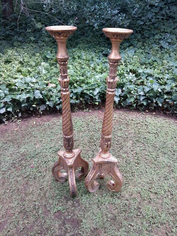 A Pair of Small Size French Style Hand Gilded Candle Holders