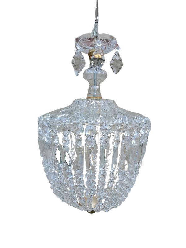 A French Style Brass and Crystal Plate Chandelier