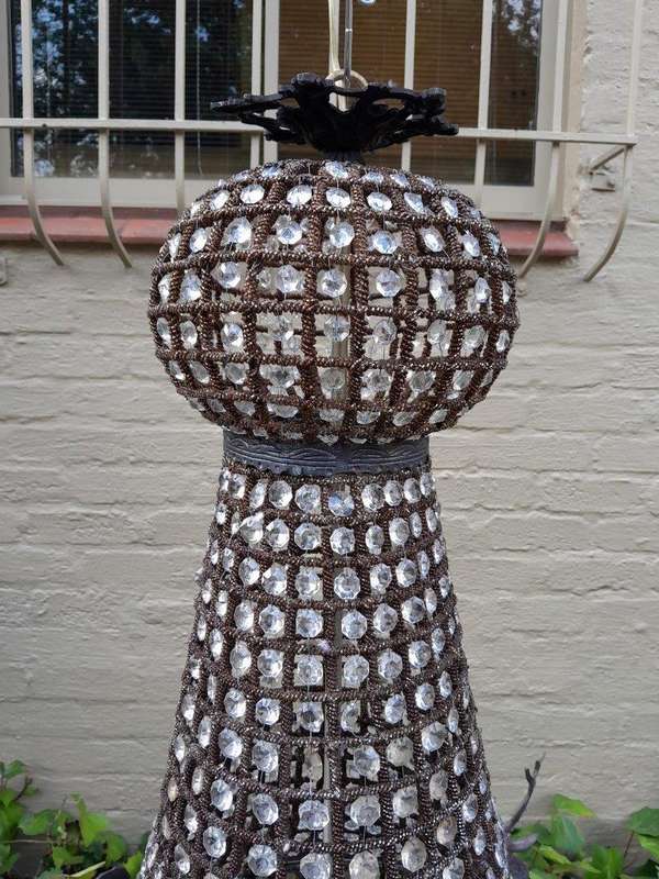 A Large Aged Pair of Monumental Empire French Style Chandeliers with Deer Head Figures