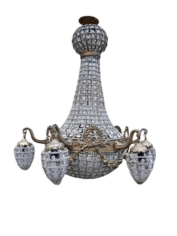 A Brass Gilt & Aged Monumental Empire French Style Chandelier