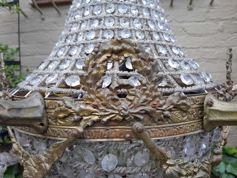 A Brass Gilt & Aged Monumental Empire French Style Chandelier