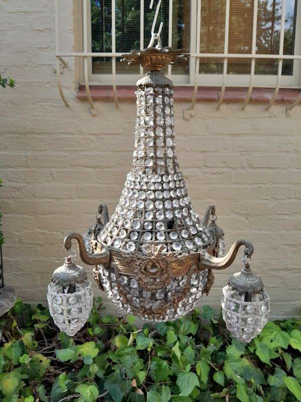 A Brass Gilt & Aged Monumental Empire French Style Chandelier