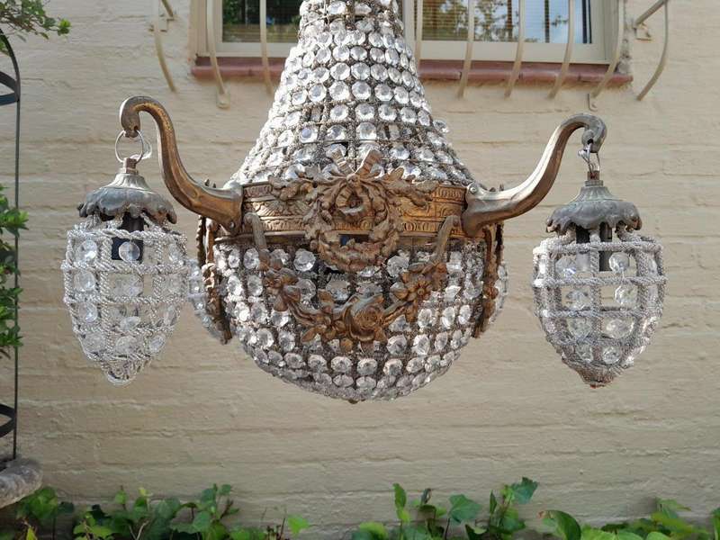 A Brass Gilt & Aged Monumental Empire French Style Chandelier