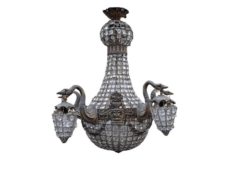 A Brass Gilt & Aged Monumental Empire French  Style Chandelier