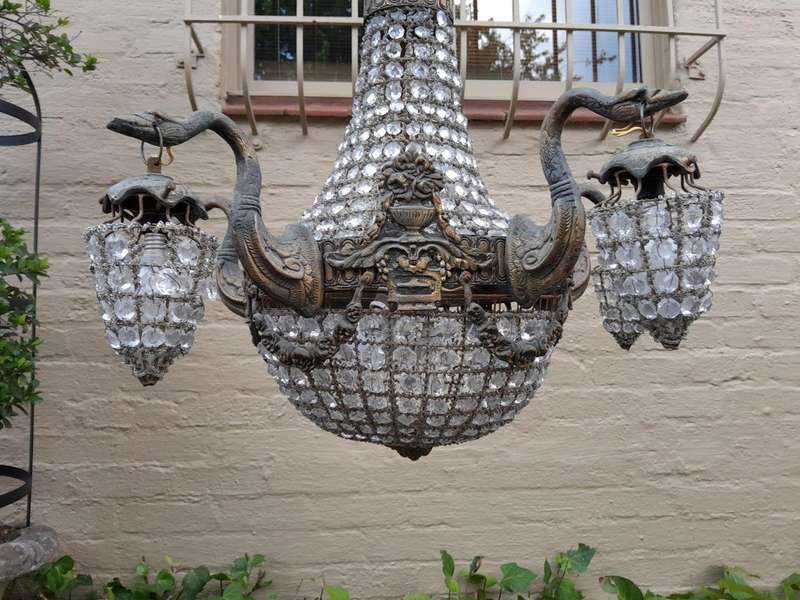 A Brass Gilt & Aged Monumental Empire French  Style Chandelier
