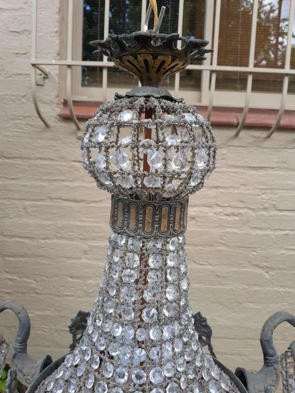 A Brass Gilt & Aged Monumental Empire French  Style Chandelier