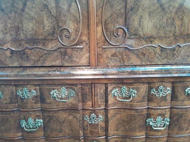 An Early 18th Century Circa 1740 Dutch Louis XIV William and Mary Burr Walnut and Oyster Armoire ...
