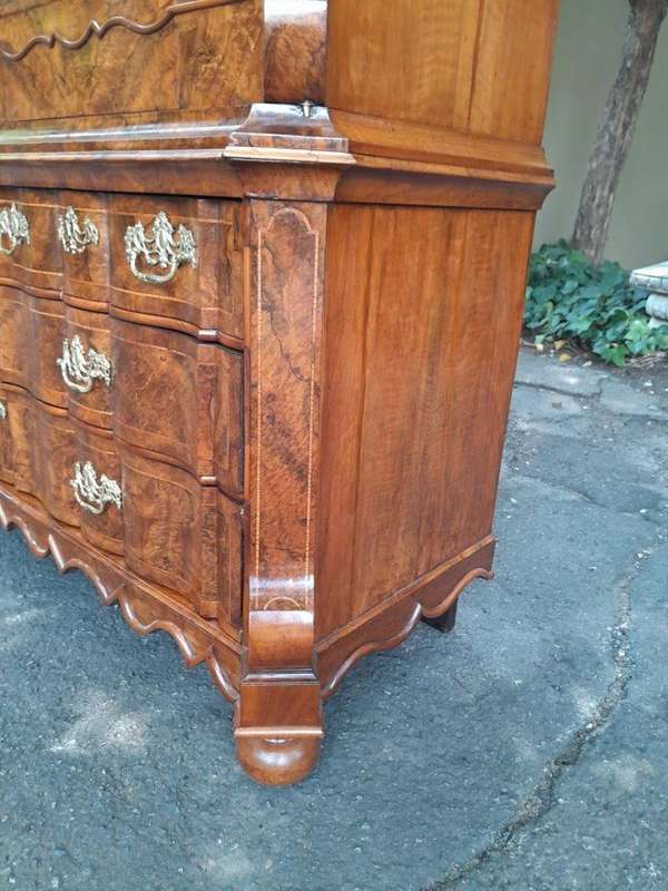 An Early 18th Century Circa 1740 Dutch Louis XIV William and Mary Burr Walnut and Oyster Armoire ...