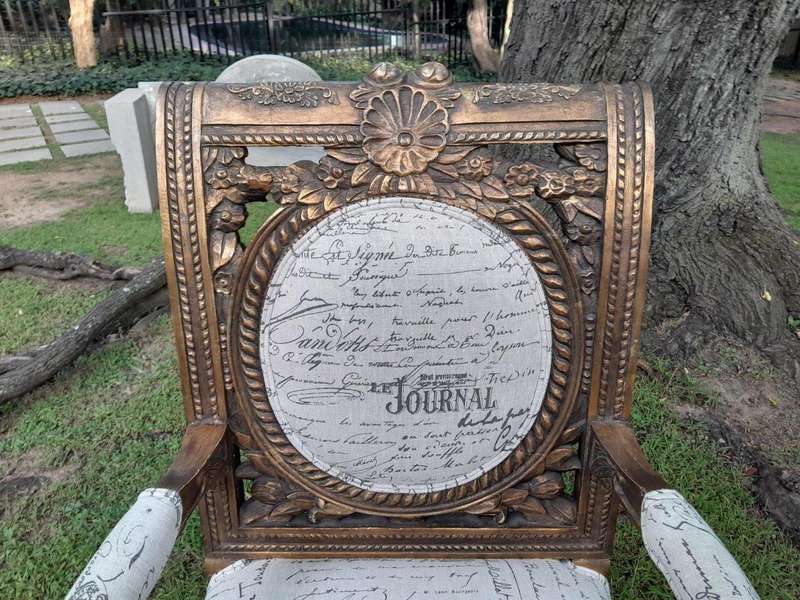 A 20TH Century French Style Pair of Ornately Carved and Gilded Armchairs Upholstered in a Custom-...