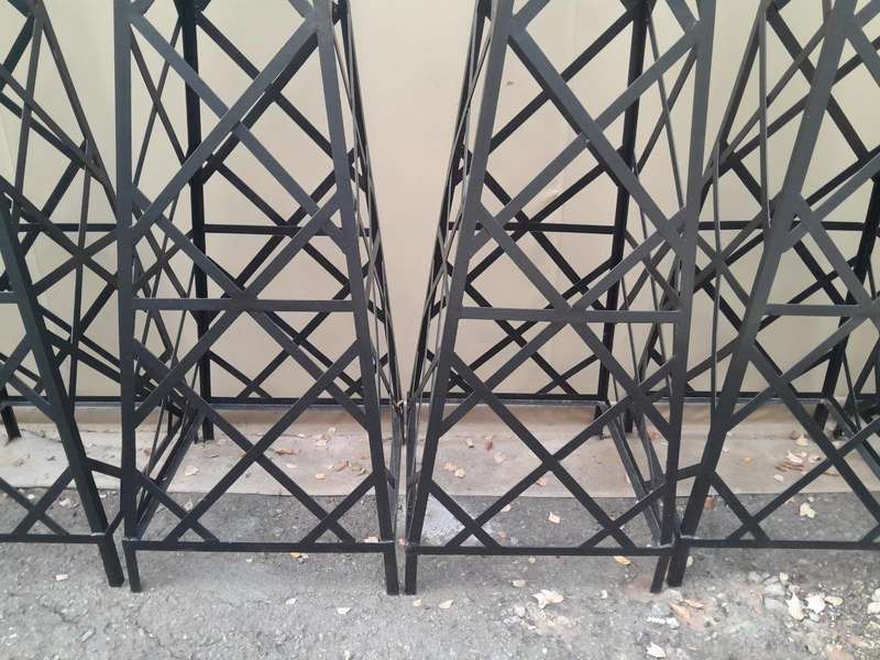 A Handmade Pair Of Wrought Iron Obelisks In A Hand Painted "Aged" Finish