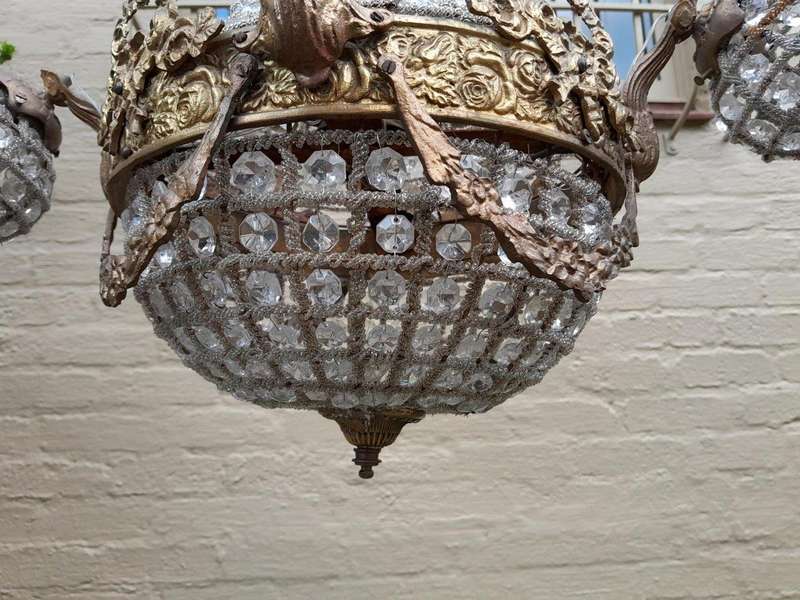 A Brass Gilt & Aged Monumental Empire Style Chandelier