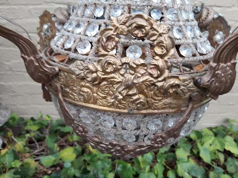 A Brass Gilt & Aged Monumental Empire Style Chandelier