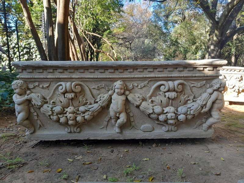 A Pair Of French Style Planters  /  Troughs With Aged Patina