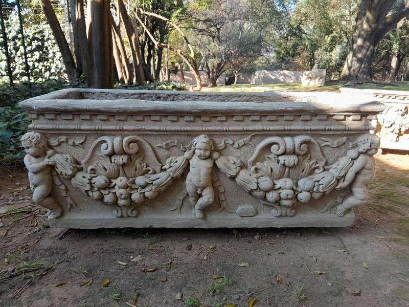 A Pair Of French Style Planters  /  Troughs With Aged Patina