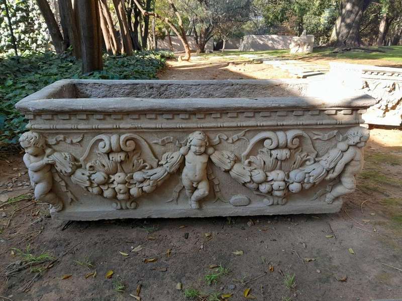 A Pair Of French Style Planters  /  Troughs With Aged Patina