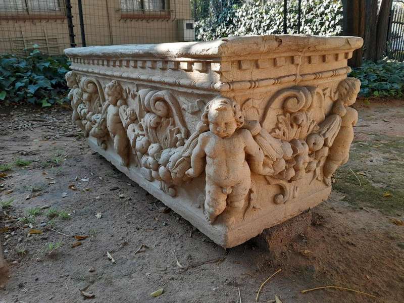 A Pair Of French Style Planters  /  Troughs With Aged Patina