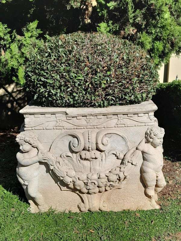A Pair Of French Style Planters  /  Troughs With Aged Patina