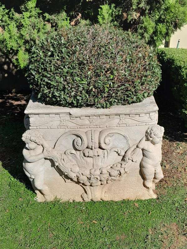 A Pair Of French Style Planters  /  Troughs With Aged Patina