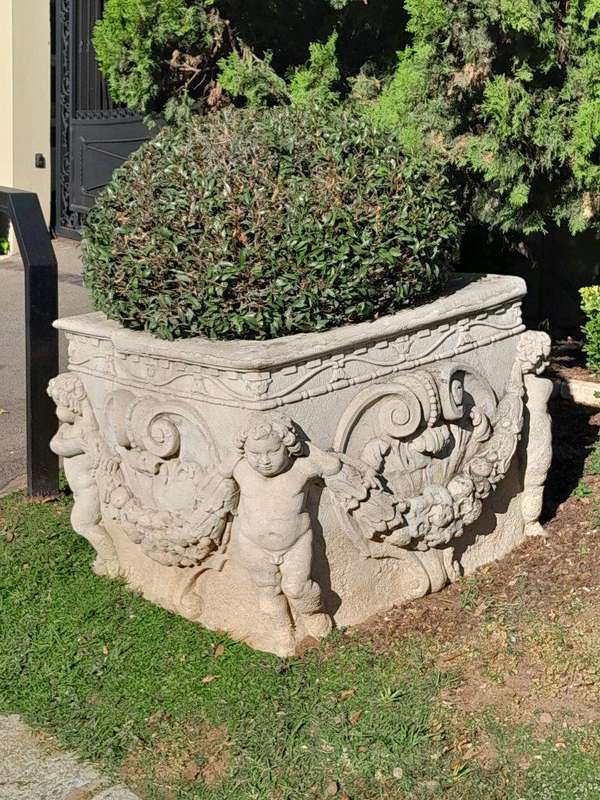 A Pair Of French Style Planters  /  Troughs With Aged Patina