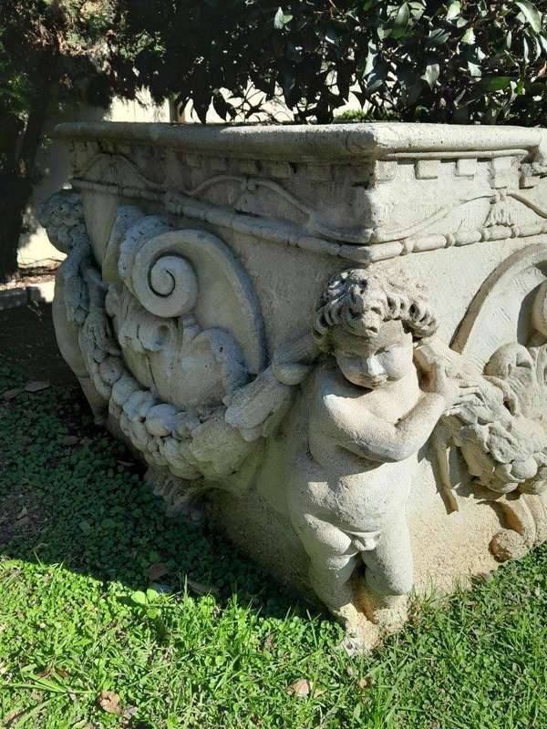 A Pair Of French Style Planters  /  Troughs With Aged Patina