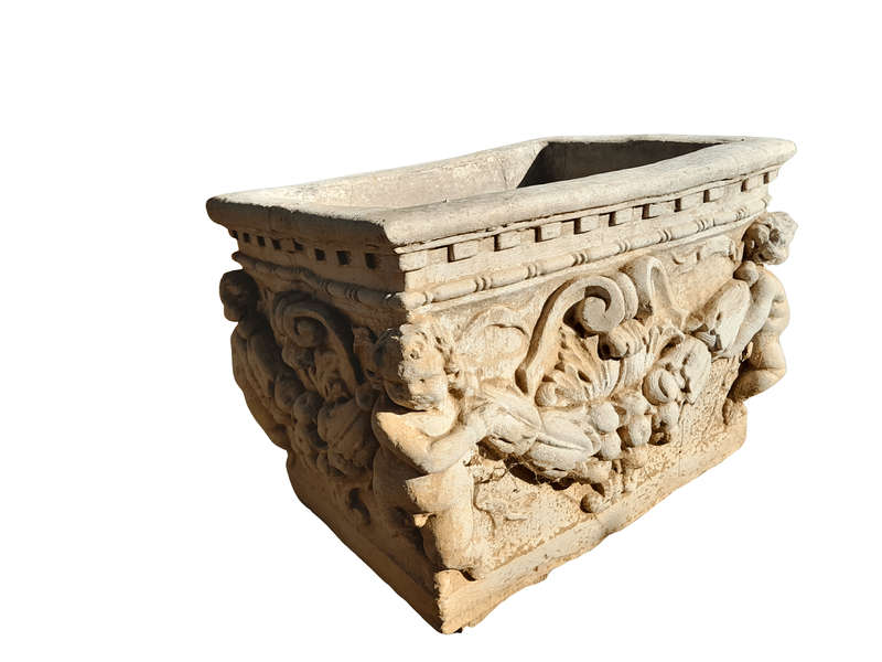 A Pair Of French Style Planters  /  Troughs With Aged Patina