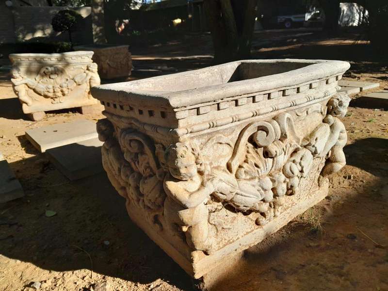 A Pair Of French Style Planters  /  Troughs With Aged Patina