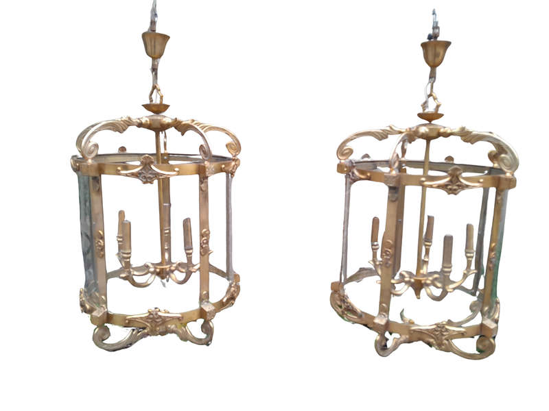 A 20th Century Rare Pair of Brass Lanterns