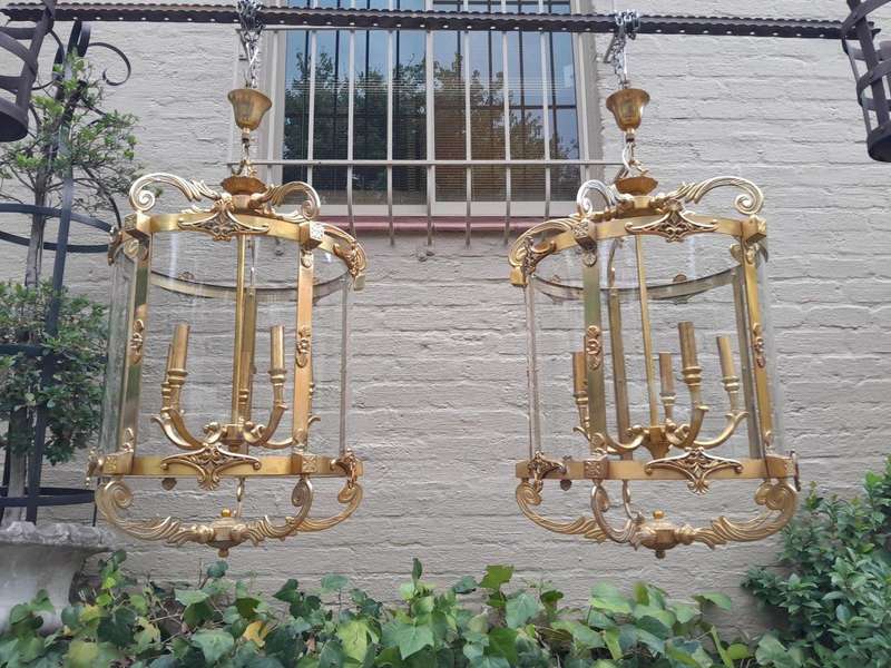 A 20th Century Rare Pair of Brass Lanterns