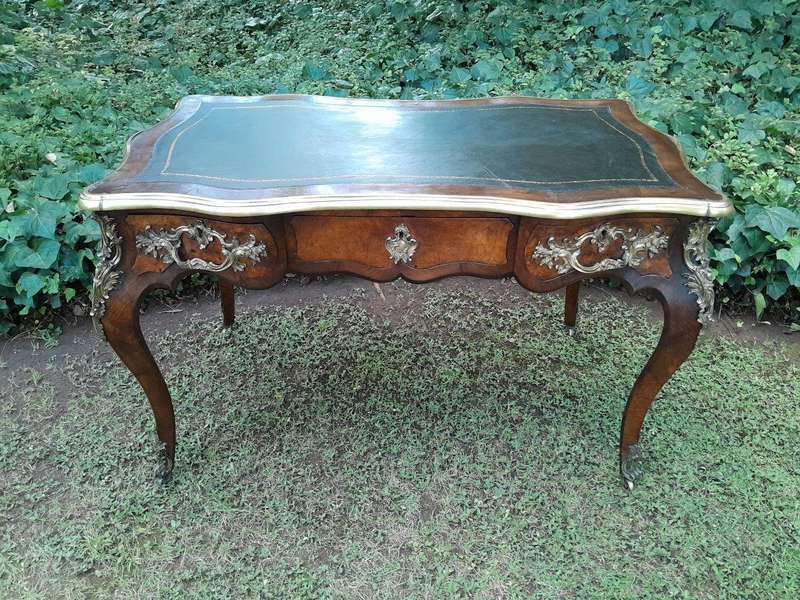 A 19TH Century French Walnut and Ormolu Mounted Desk/Writing Table/Plat with Tilt Tooled Leather ...